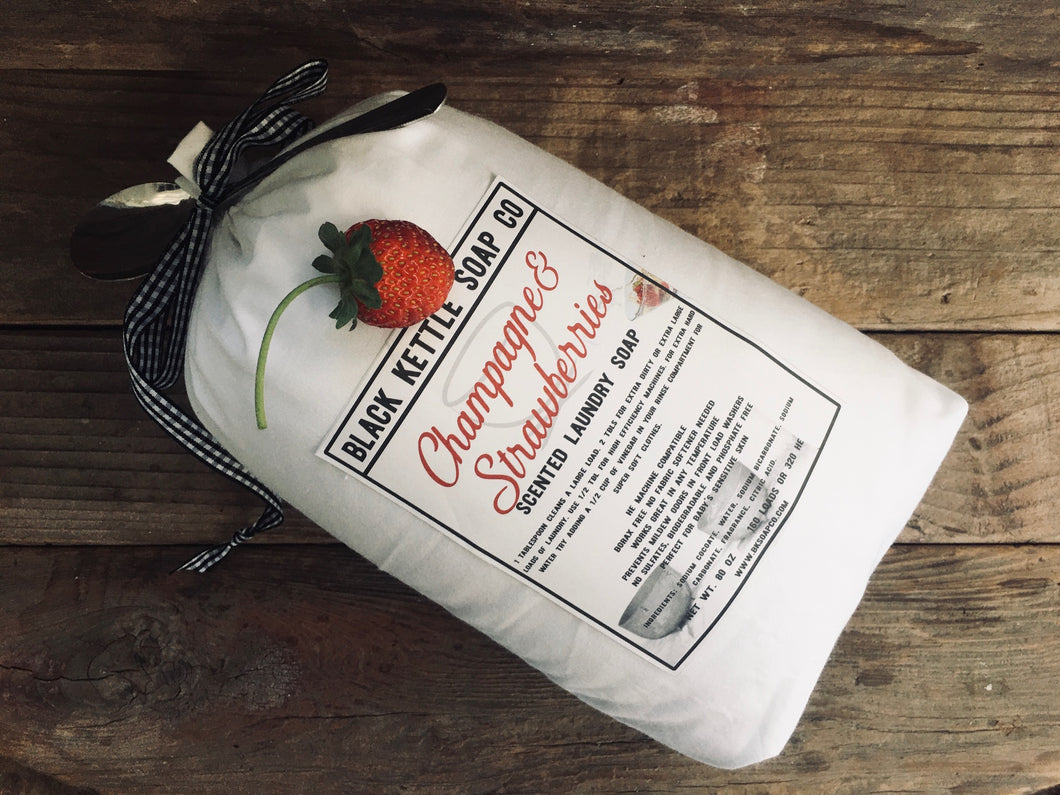 CHAMPAGNE & STRAWBERRIES Laundry Soap 5# Cloth Bag